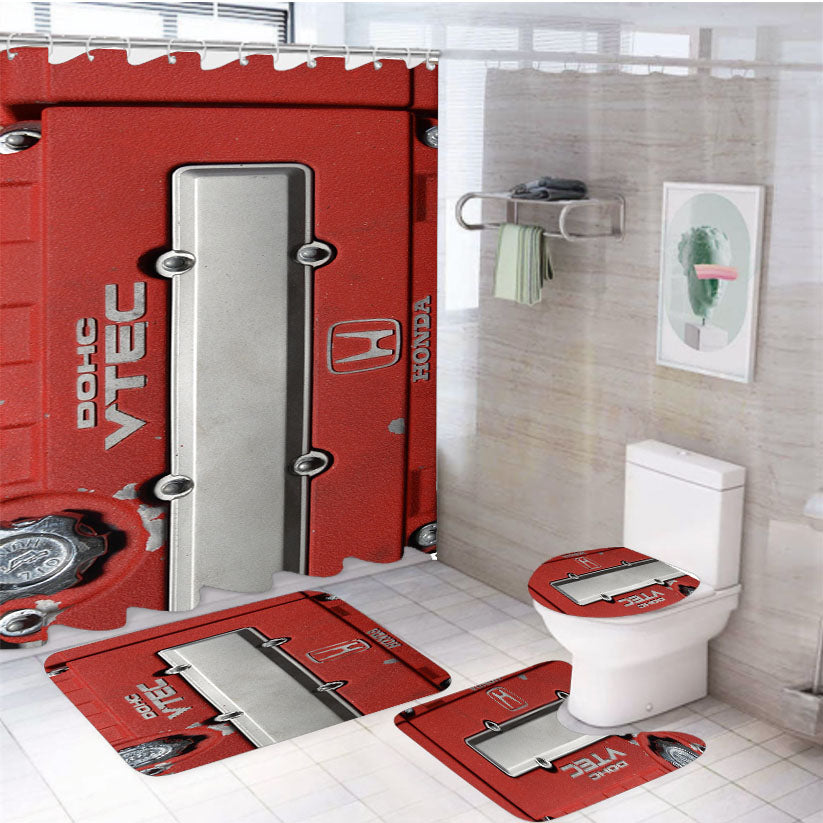 Dohc Vtech Honda Engine 4Pcs Bathroom Set Shower Curtain