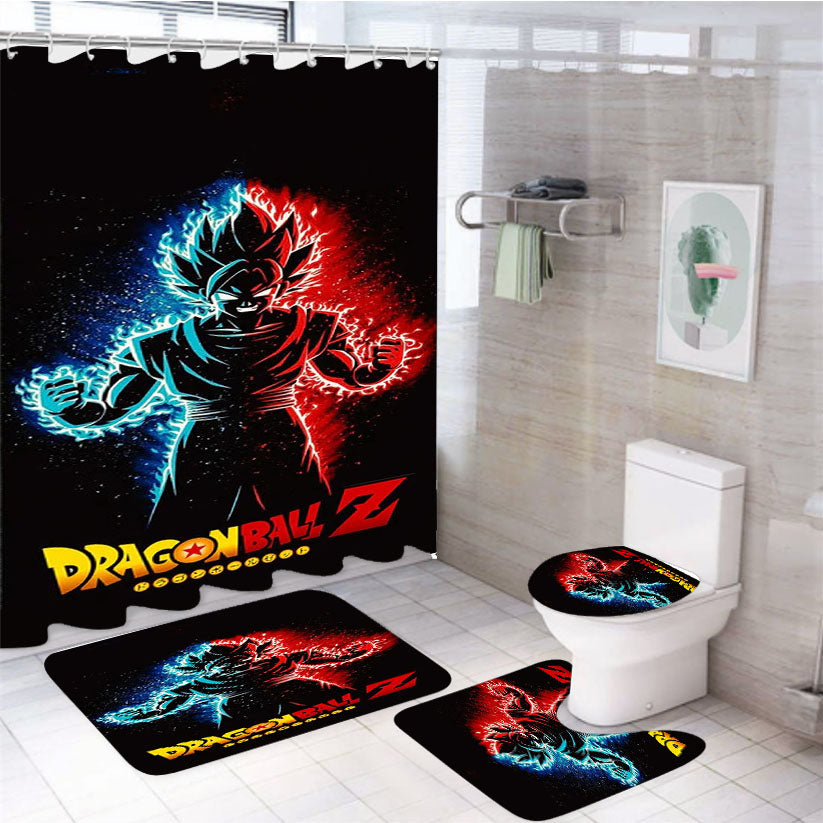 Dragon Ball Z Black 1 4Pcs Bathroom Set Shower Curtain