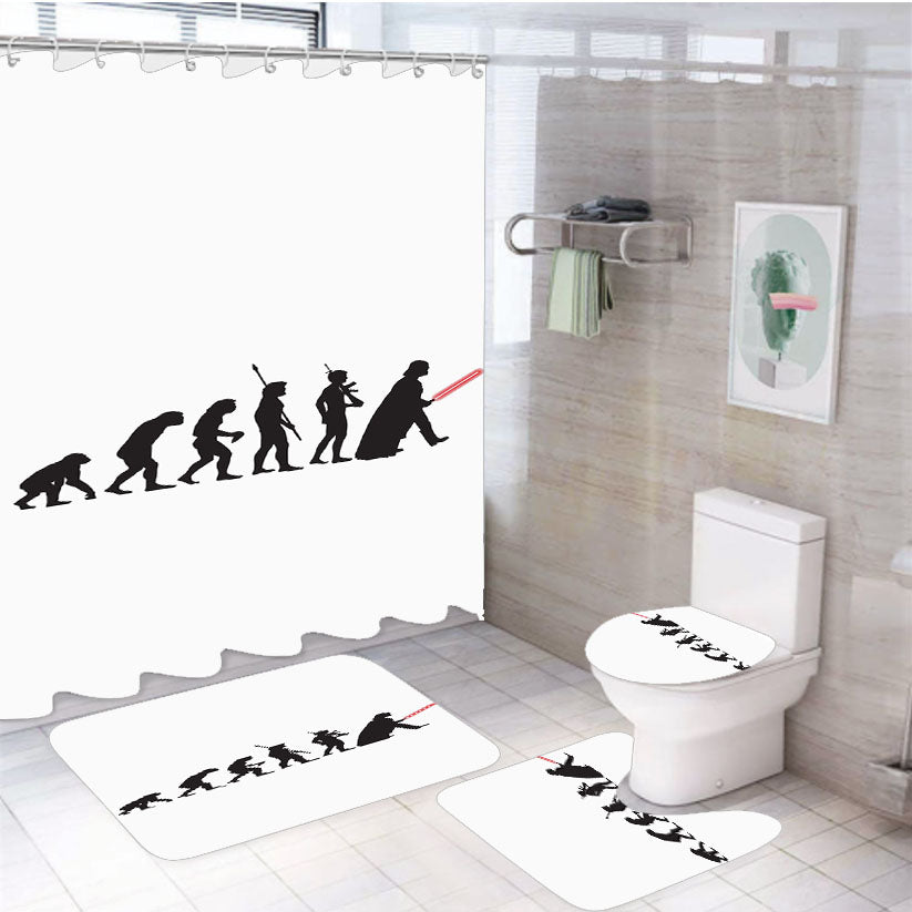 Evolution Star Wars 4Pcs Bathroom Non-Slip Rugs Shower Curtain Fabric Waterproof