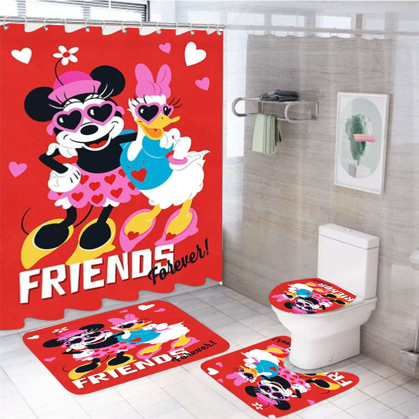 Friends For Life Minnie & Daisy 4Pcs Bathroom Set Shower Curtain