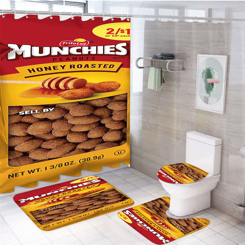 Fritolay Munchies Peanuts Honey Roasted 4Pcs Bathroom Set Shower Curtain