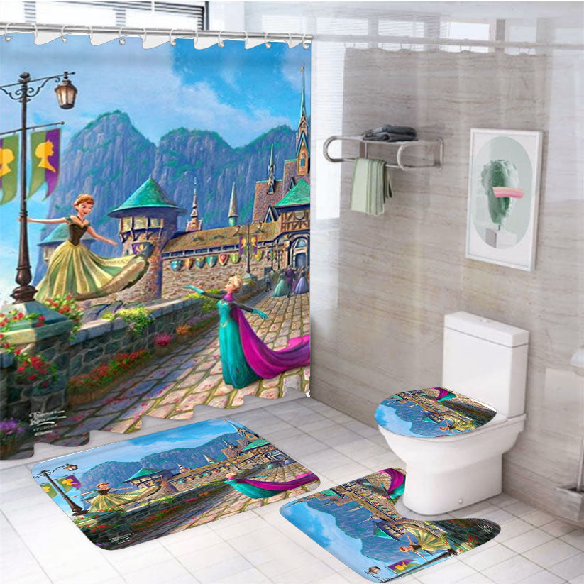 Frozen Celebration In Arendelle 4Pcs Bathroom Set Shower Curtain
