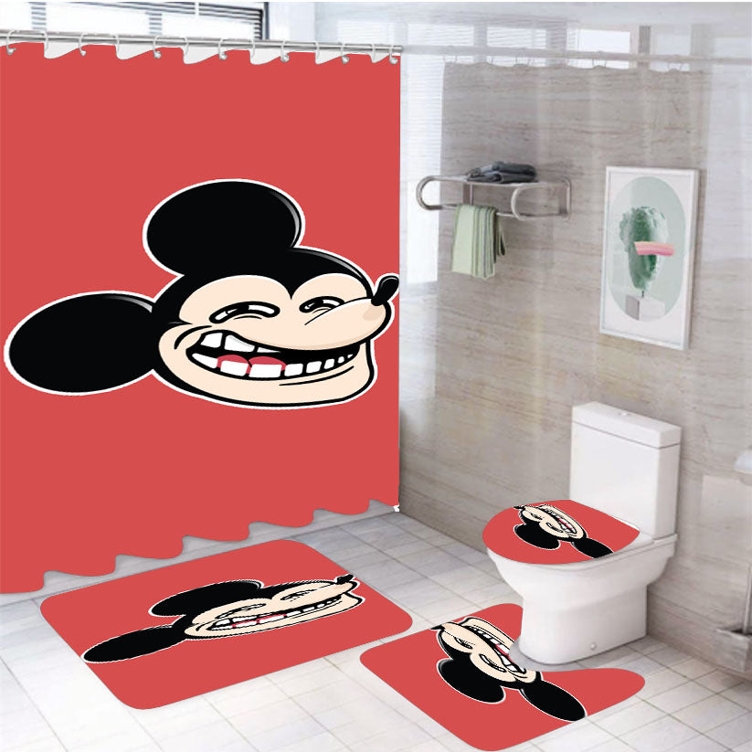 Funny Mickey 4Pcs Bathroom Set Shower Curtain