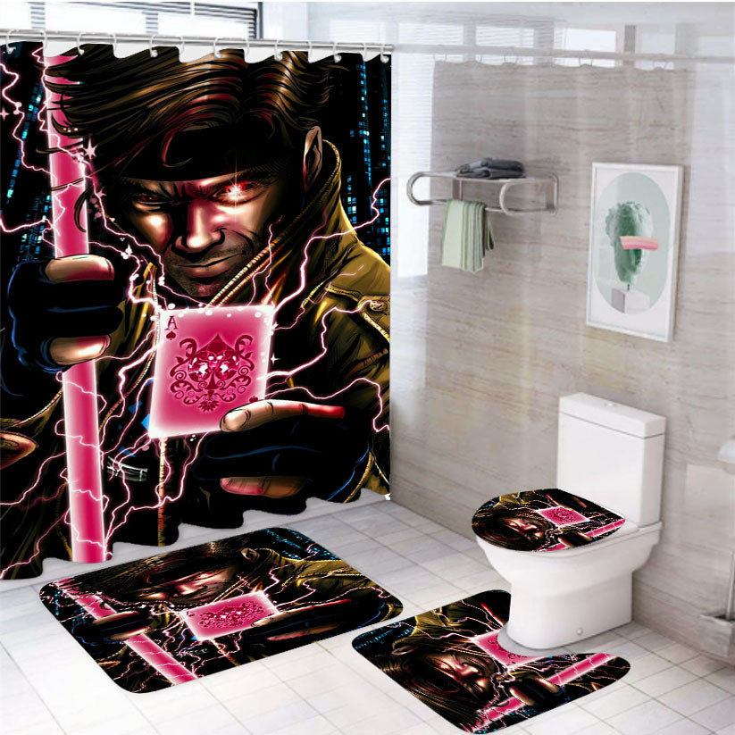 Gambit Marvel 4Pcs Bathroom Set Shower Curtain