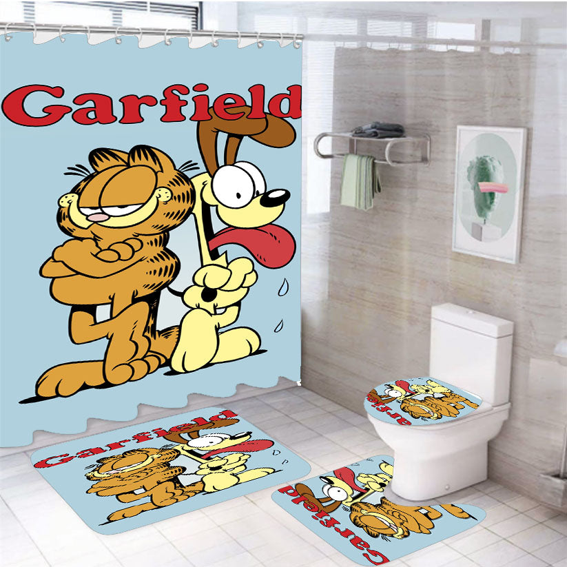 Garfield And Dog 4Pcs Bathroom Set Shower Curtain