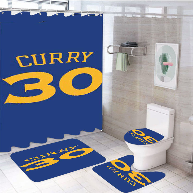 Golden State Warriors Curry 30 Blue 4Pcs Bathroom Set Shower Curtain