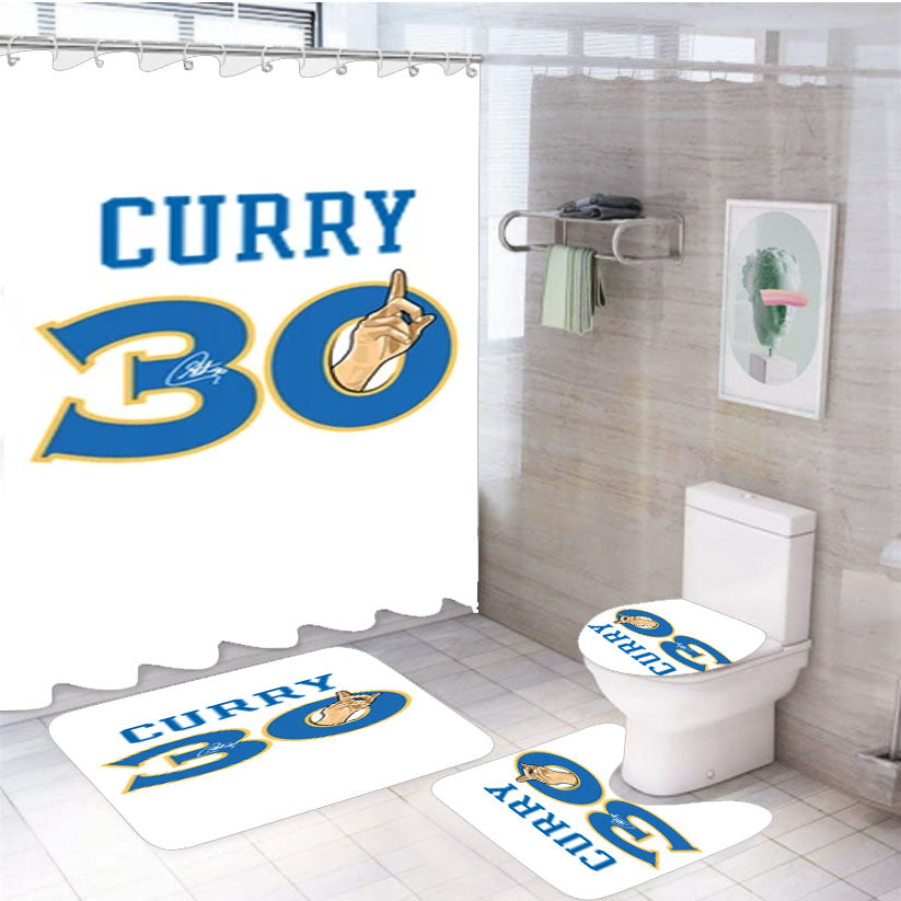 Golden State Warriors Stephen Curry 30 4Pcs Bathroom Set Shower Curtain