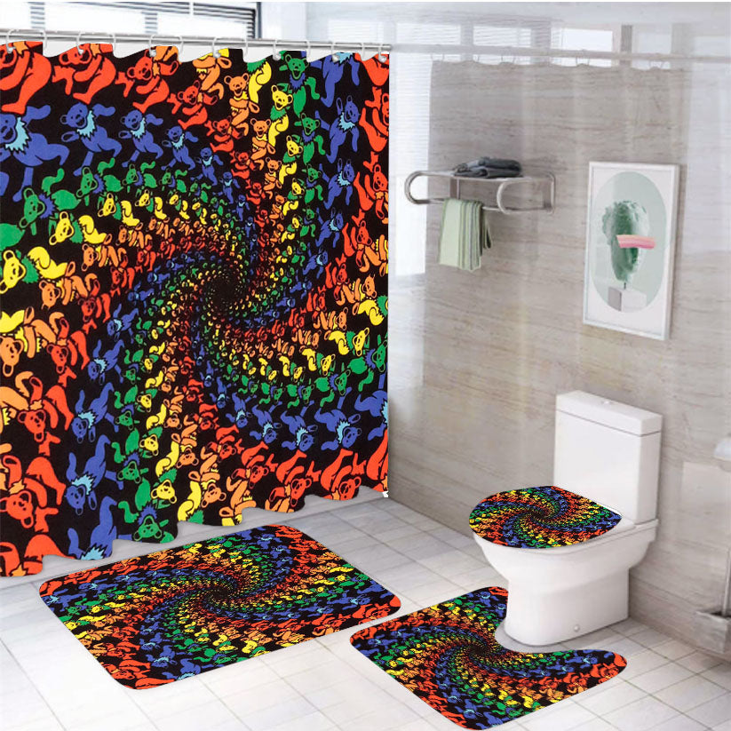 Grateful Dead Dancing Bears 4Pcs Bathroom Set Shower Curtain