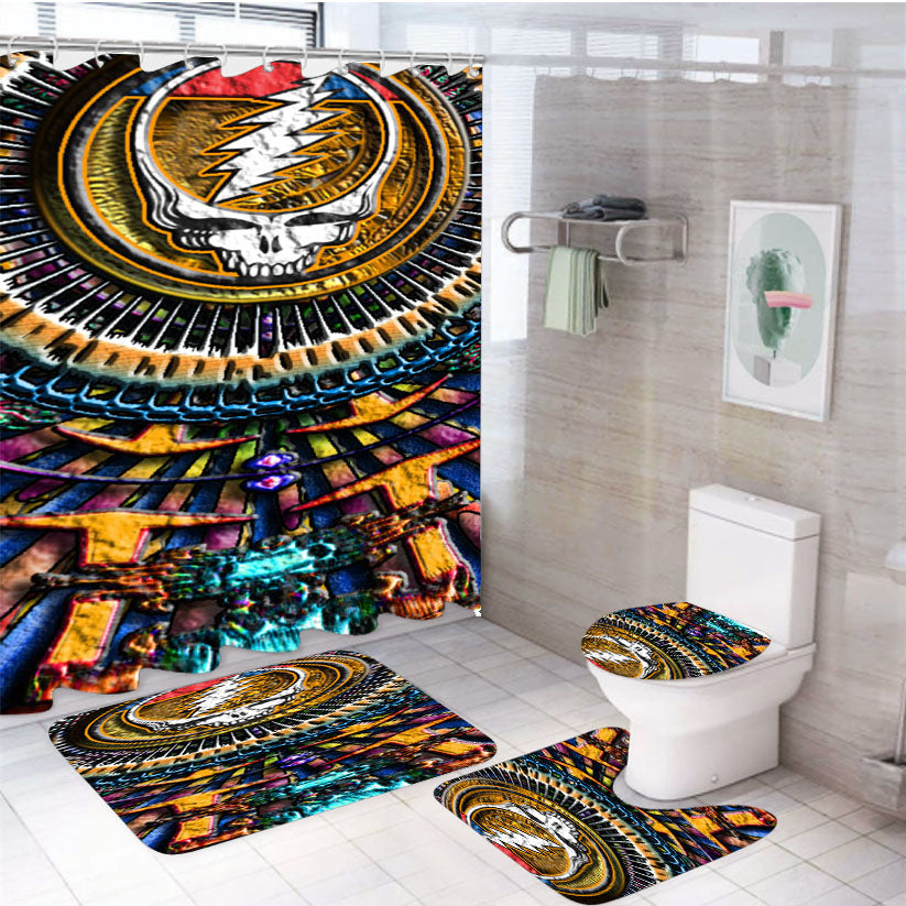Grateful Dead I Steal Your Face Mandala Style 4Pcs Bathroom Set Shower Curtain
