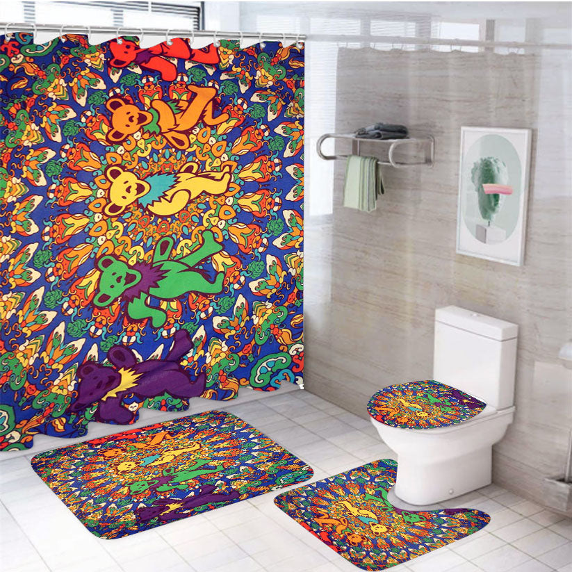 Grateful Dead Tie Dye Tapestry 4Pcs Bathroom Set Shower Curtain