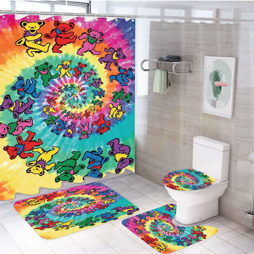 Greatful Dead Long Strange Trip It'S Been Trippy Tie Dye 4Pcs Bathroom Set Shower Curtain