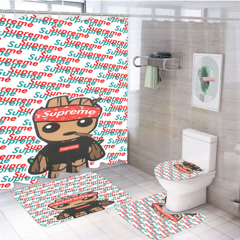 Groot Supreme 4Pcs Bathroom Set Shower Curtain