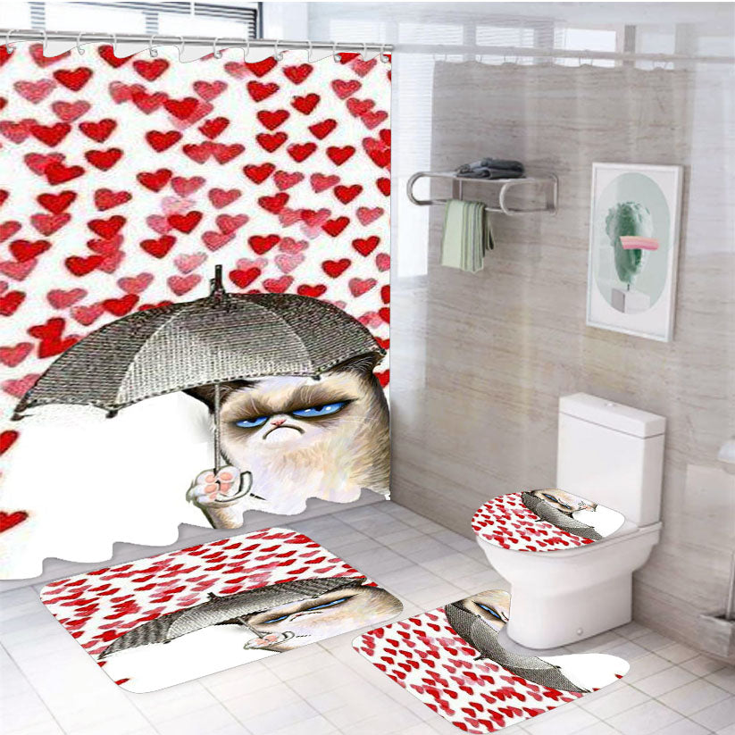 Grumpy Cat Umbrella 4Pcs Bathroom Set Shower Curtain
