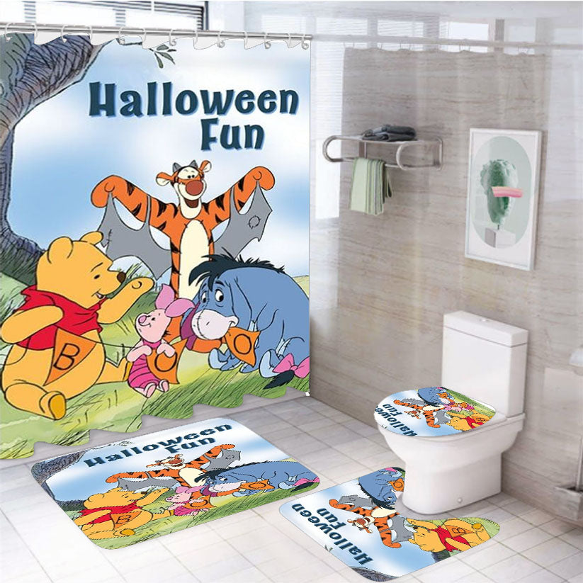 Halloween Fun Boo Pooh 4Pcs Bathroom Set Shower Curtain