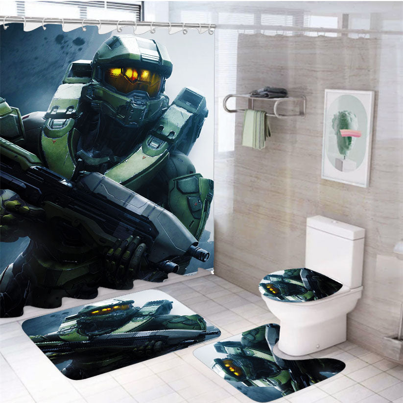 Halo 5 Guardians Master Chief 4Pcs Bathroom Set Shower Curtain