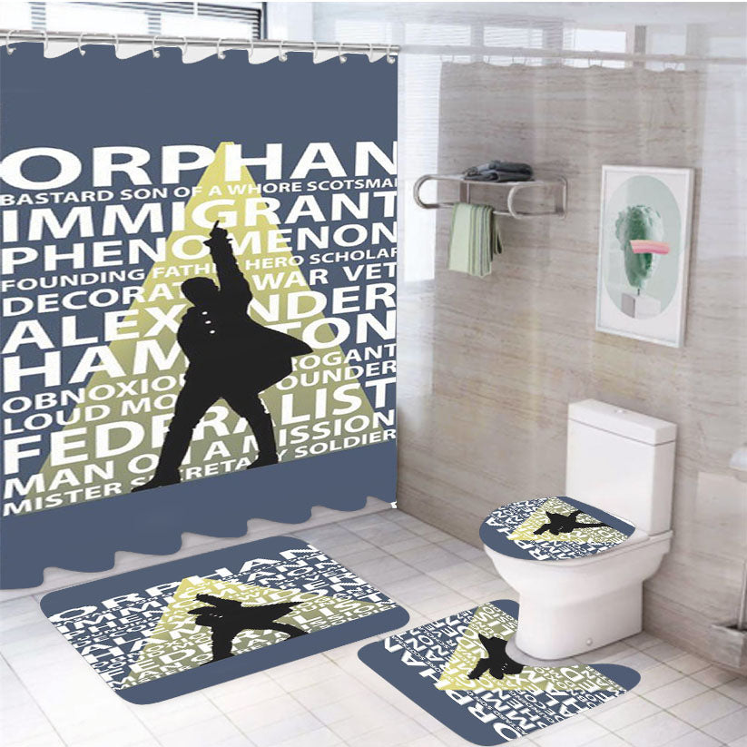 Hamilton Musical Quotes 4Pcs Bathroom Set Shower Curtain