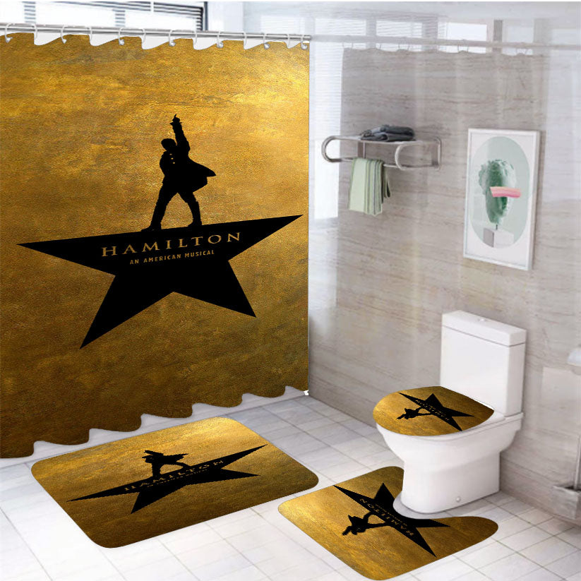 Hamilton The Musical Golden 4Pcs Bathroom Set Shower Curtain