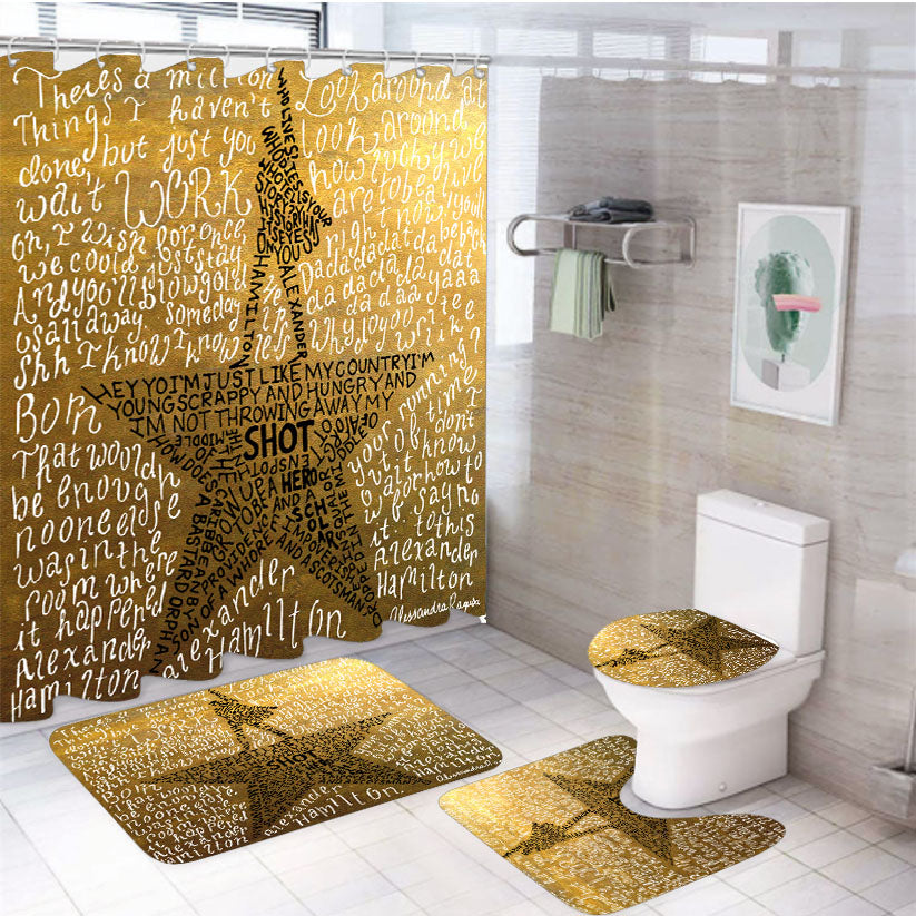 Hamilton The Musical Lyric 4Pcs Bathroom Set Shower Curtain