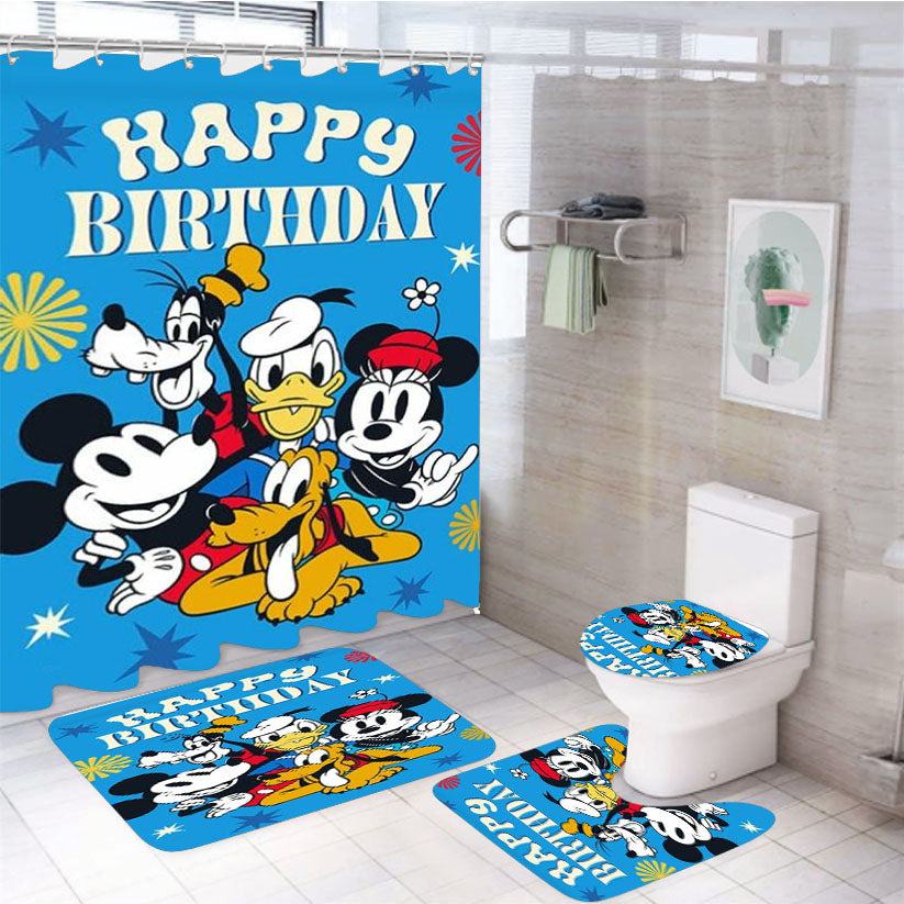 Happy Birthday Gang 4Pcs Bathroom Set Shower Curtain