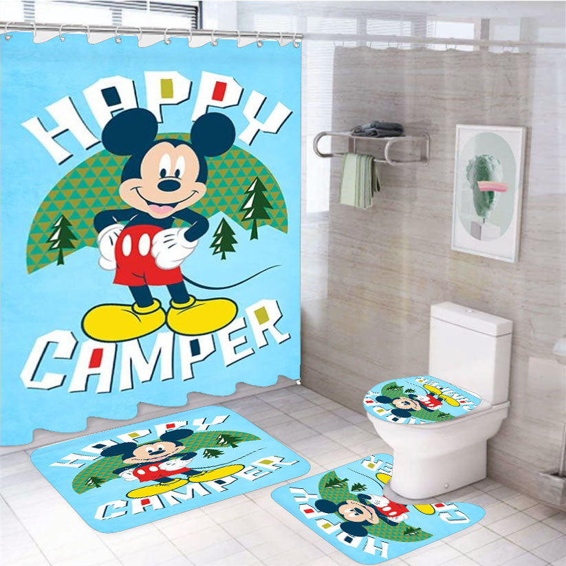 Happy Camper Mickey 4Pcs Bathroom Set Shower Curtain