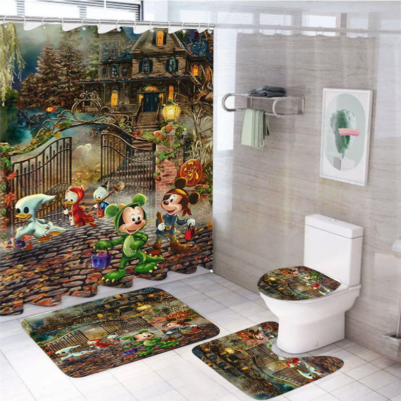 Haunted House Halloween Fun 4Pcs Bathroom Set Shower Curtain