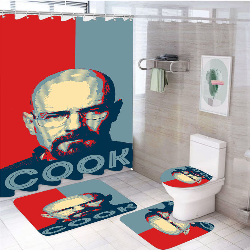 Heisenberg Cook Breaking Bad 4Pcs Bathroom Set Shower Curtain