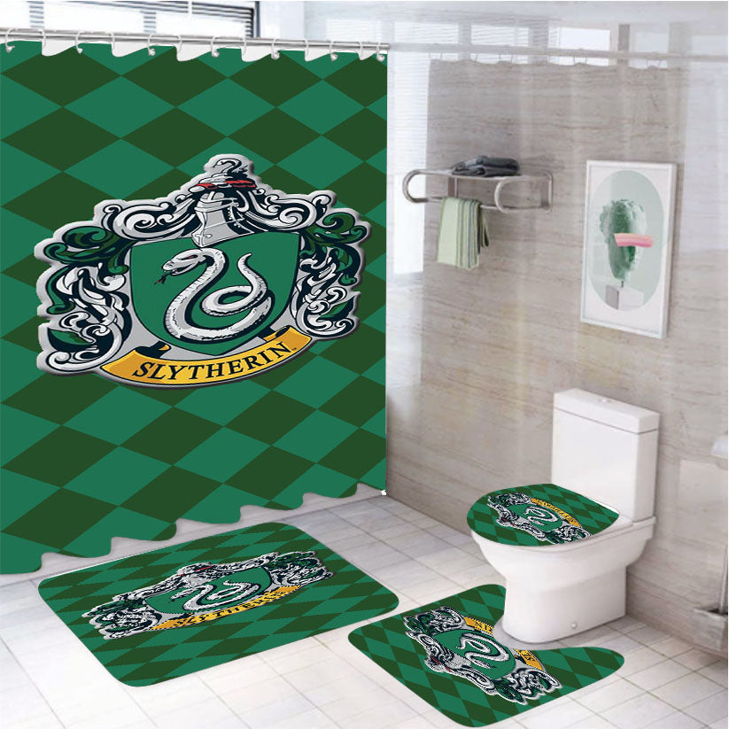 Hoghwart School - Slytherin 4Pcs Bathroom Set Shower Curtain