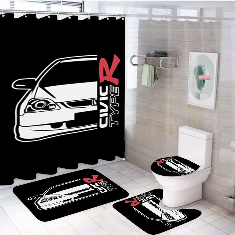 Honda Civic Ep3 4Pcs Bathroom Set Shower Curtain
