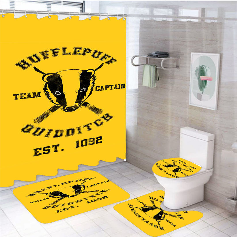 Hufflepuff Team Captain Quidditch 4Pcs Bathroom Set Shower Curtain