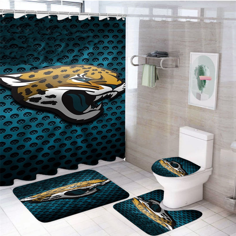 Jacksonville Jaguars Logo 4Pcs Bathroom Set Shower Curtain