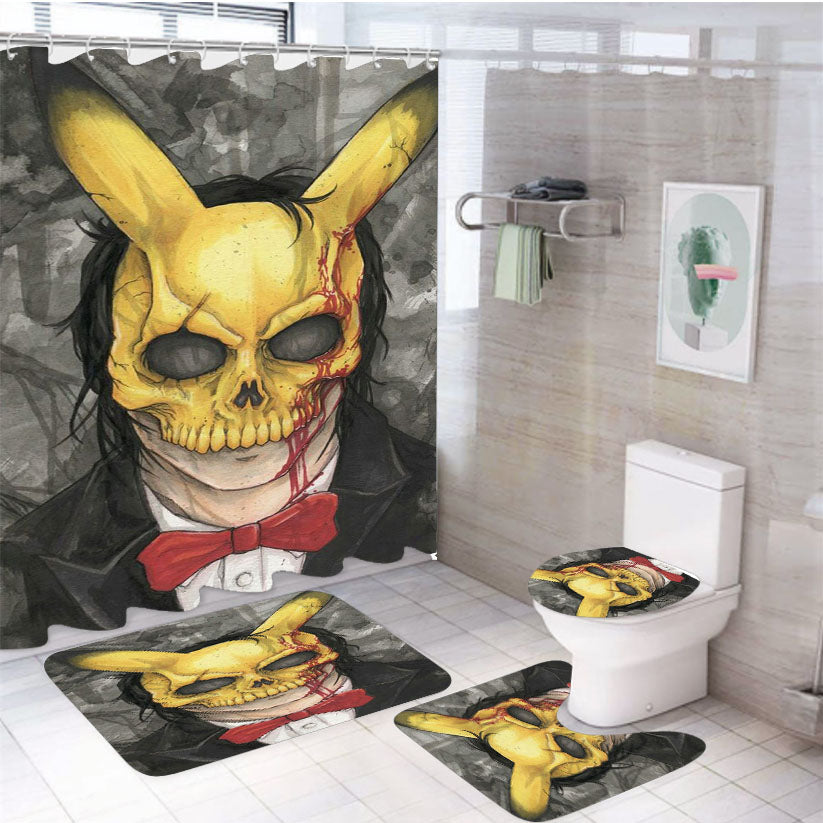 Jeff The Killer Pikachu 4Pcs Bathroom Set Shower Curtain