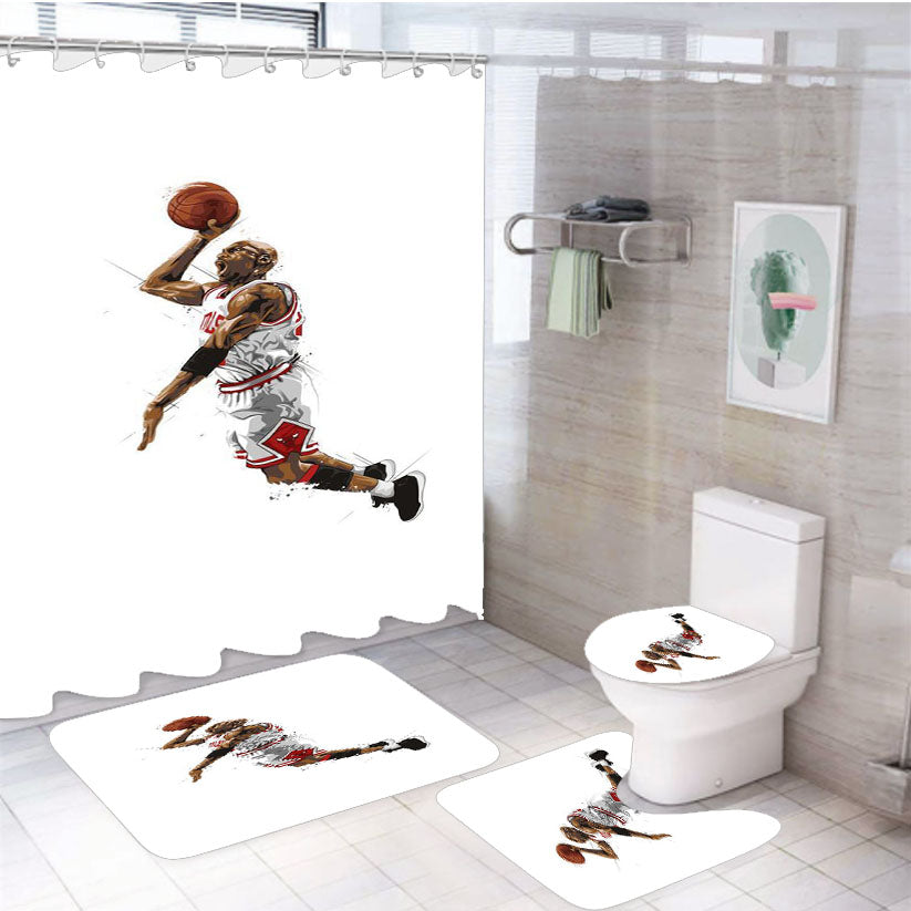 Jumpman Jordan On White Background 4Pcs Bathroom Set Shower Curtain