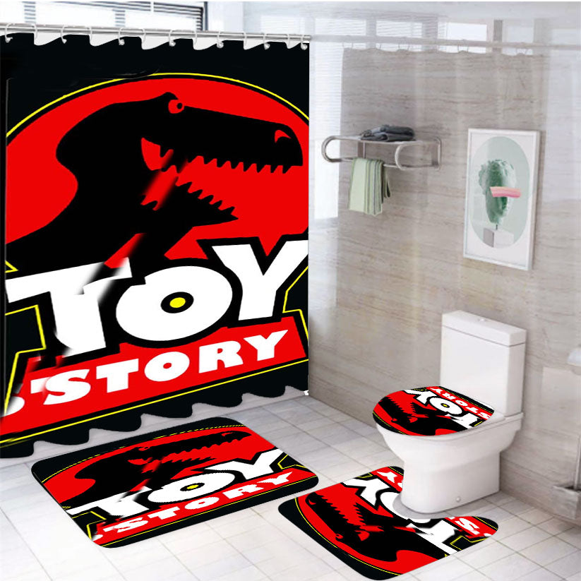 Jurassic Park Toy Story Logo 4Pcs Bathroom Set Shower Curtain