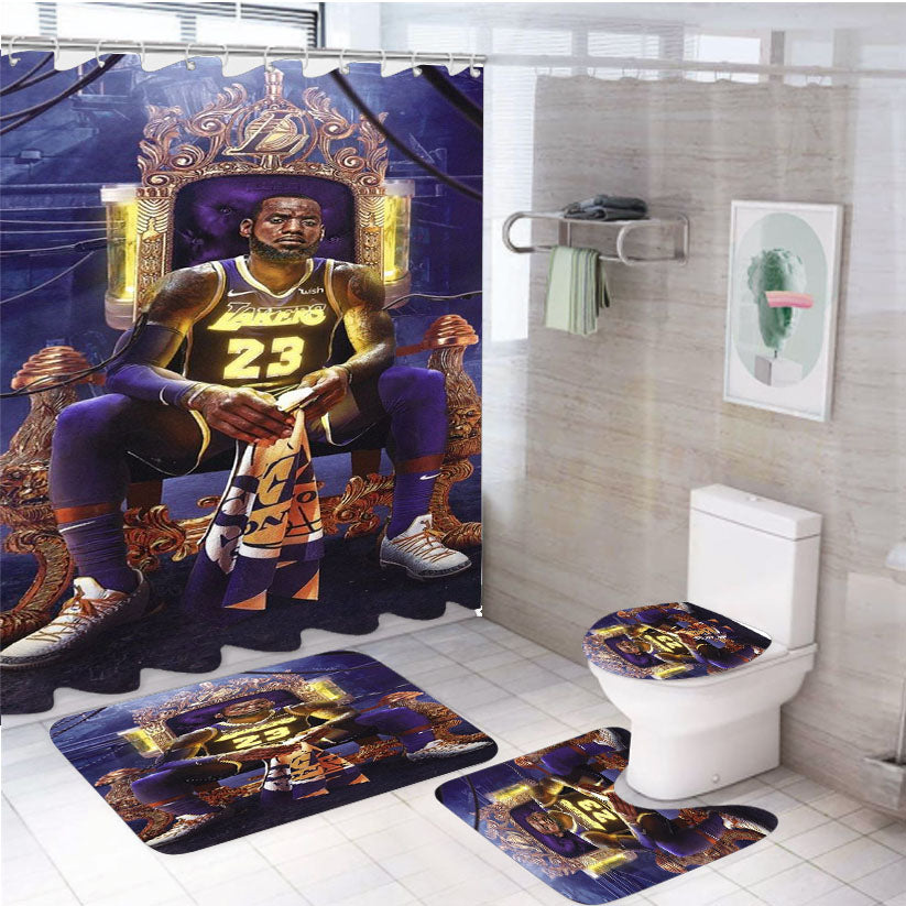 King Lebron James Super Star La 4Pcs Bathroom Set Shower Curtain