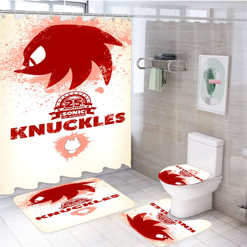 Knuckles Red Sonic 4Pcs Bathroom Set Shower Curtain