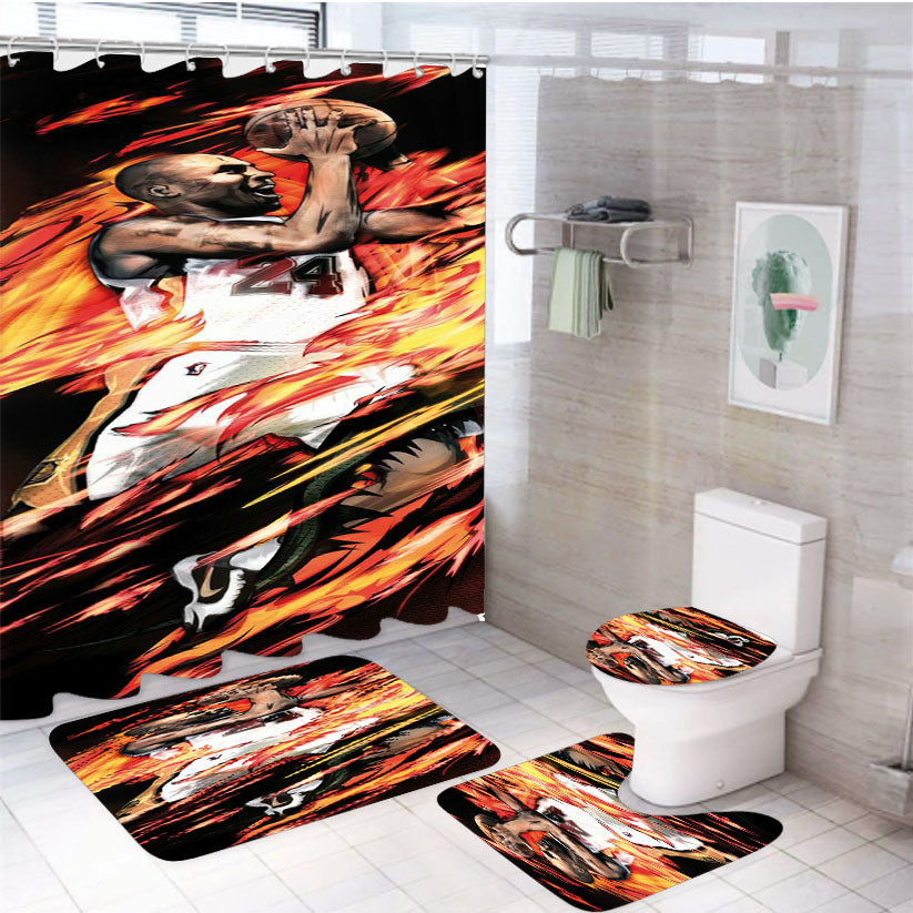 Kobe Bryant Fire 4Pcs Bathroom Set Shower Curtain