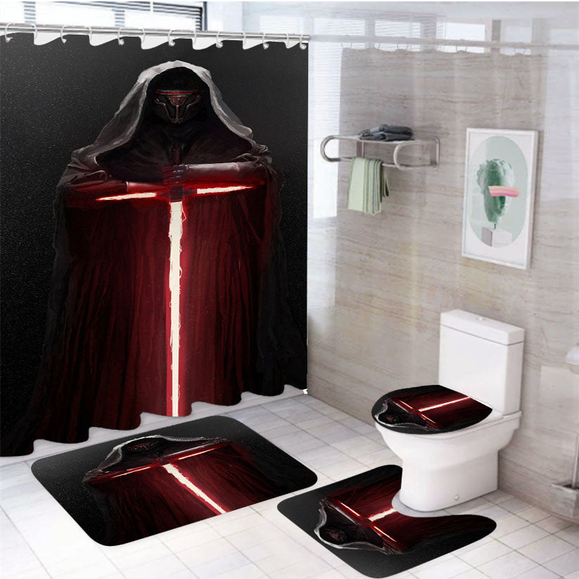 Kylo Ren Lightsaber Star Wars 4Pcs Bathroom Set Shower Curtain