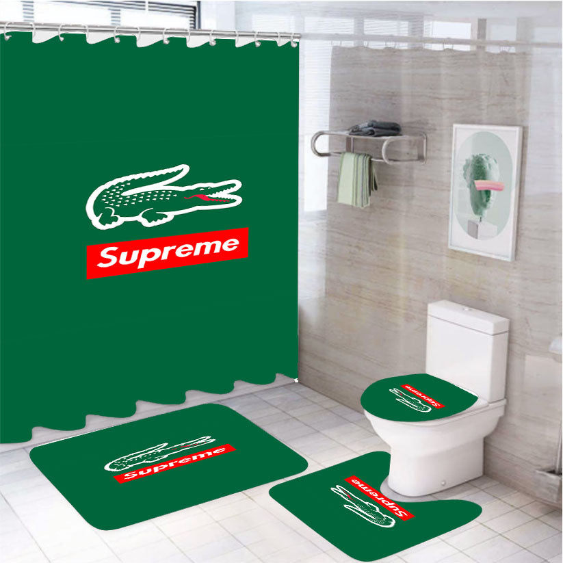 Lacoste X Supreme 4Pcs Bathroom Set Shower Curtain