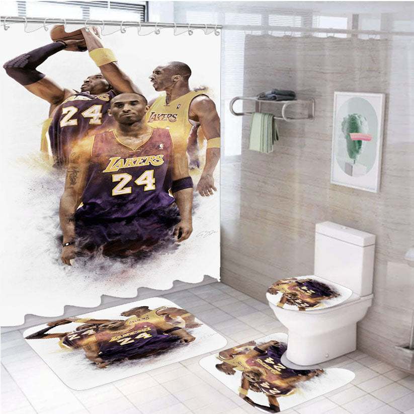 Lakers Kobe Bryant Hero Nba 4Pcs Bathroom Set Shower Curtain