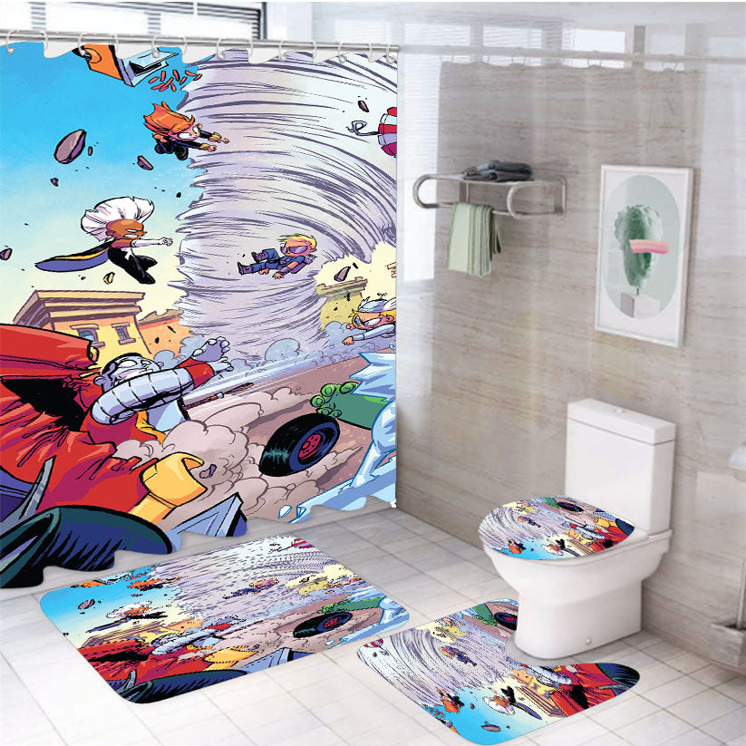 Little Marvel War 3 4Pcs Bathroom Set Shower Curtain