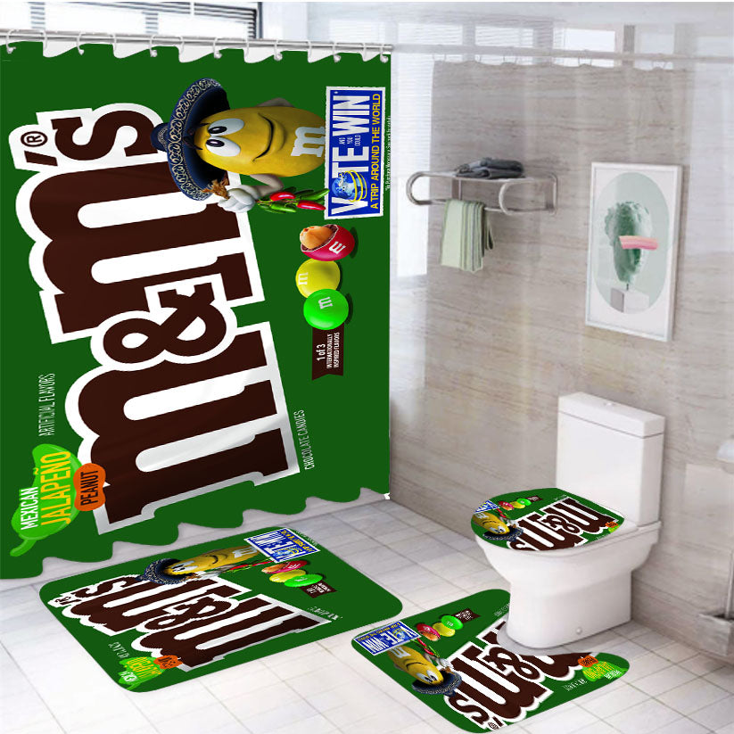 M&M'S Mexican Jalapeño Peanut Chocolate Candy Flavor 4Pcs Bathroom Set Shower Curtain