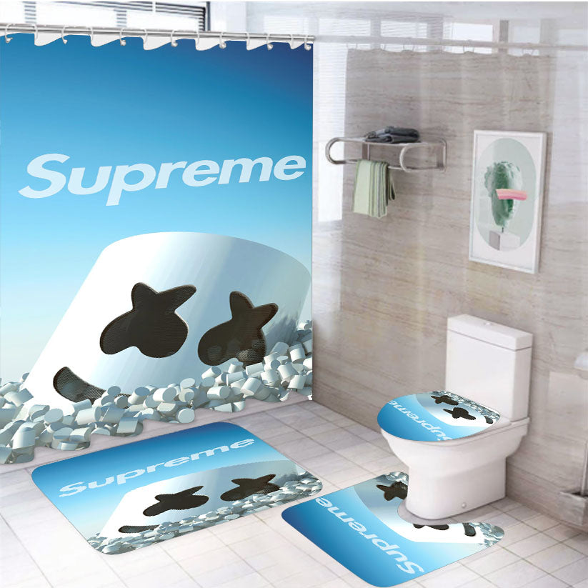 Marshmello Supreme 4Pcs Bathroom Set Shower Curtain