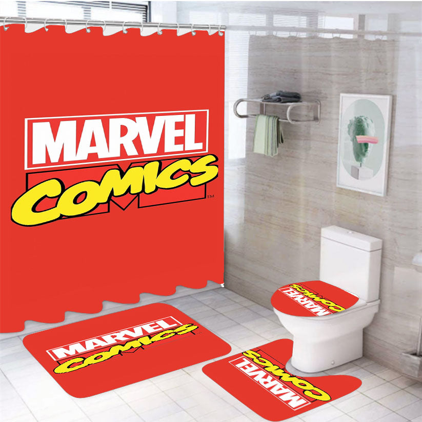 Marvel Comics 4Pcs Bathroom Set Shower Curtain