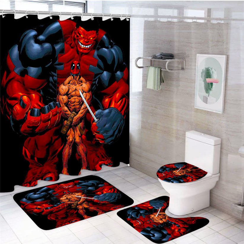 Marvel Hulk Pool 4Pcs Bathroom Set Shower Curtain