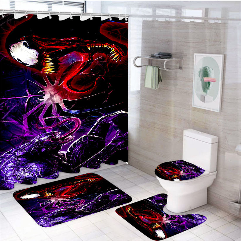Marvel Rage Of Venom 4Pcs Bathroom Set Shower Curtain