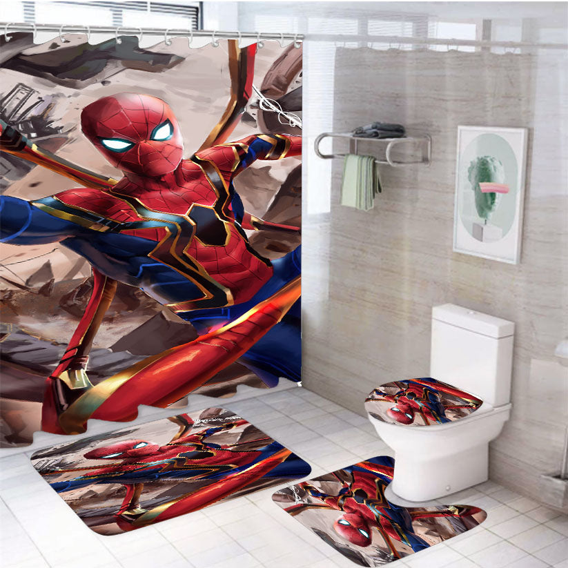 Marvel Studios Iron Spider Suit 4Pcs Bathroom Set Shower Curtain