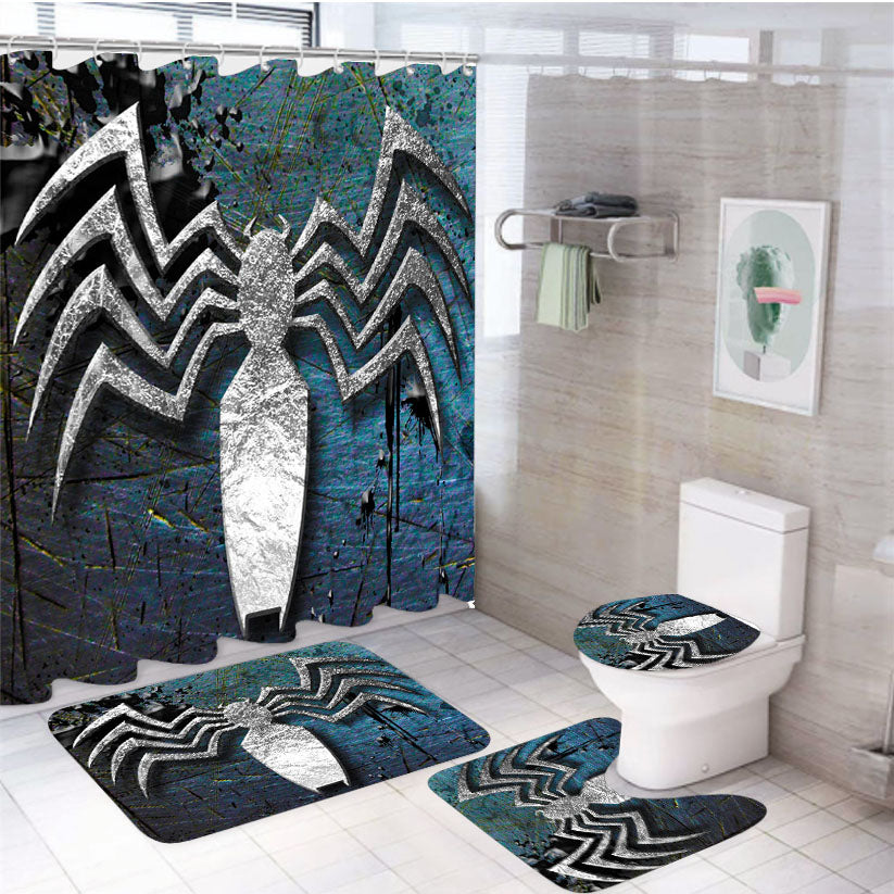 Marvel Venom Logo 4Pcs Bathroom Set Shower Curtain