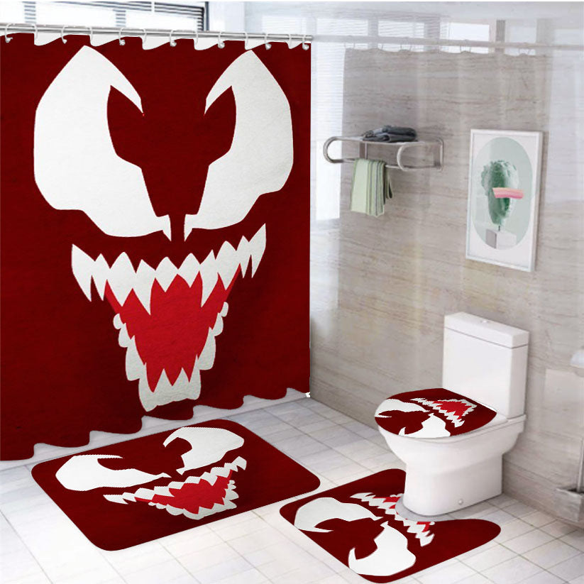 Marvel Venom Logo Face 4Pcs Bathroom Set Shower Curtain