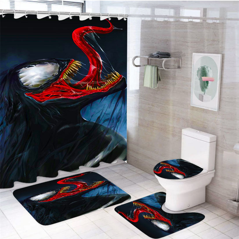 Marvel Venom Villain 4Pcs Bathroom Set Shower Curtain