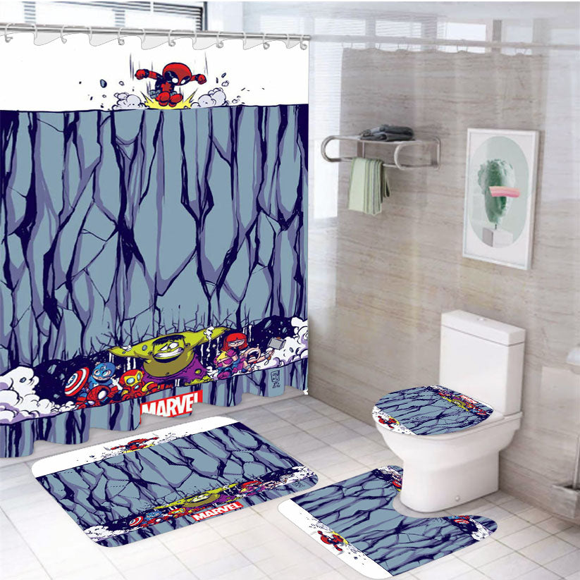 Marvels Cartoon Angry 4Pcs Bathroom Set Shower Curtain